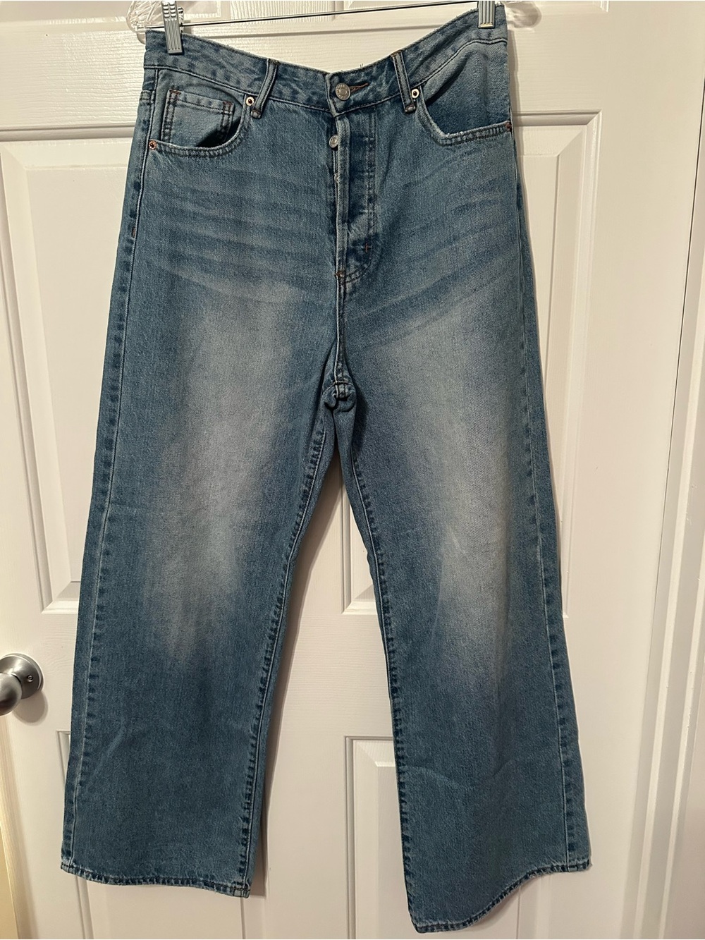 High-Rise Butterfly Wide-Leg Women's Jeans in Faded Blue 11/30